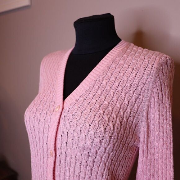 Escada Sport Cotton Pink V-Neck Cardigan Sz S - Picture 5 of 8